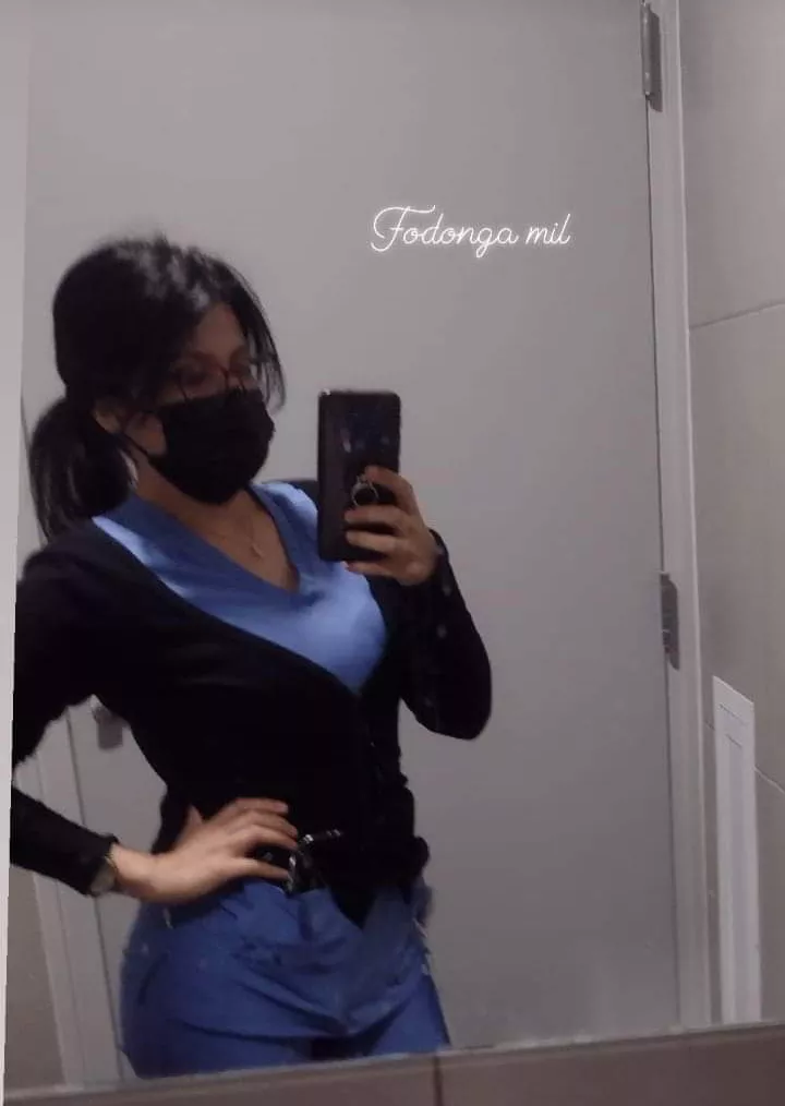 I need a hug, could you give me one? My blue scrub is cute