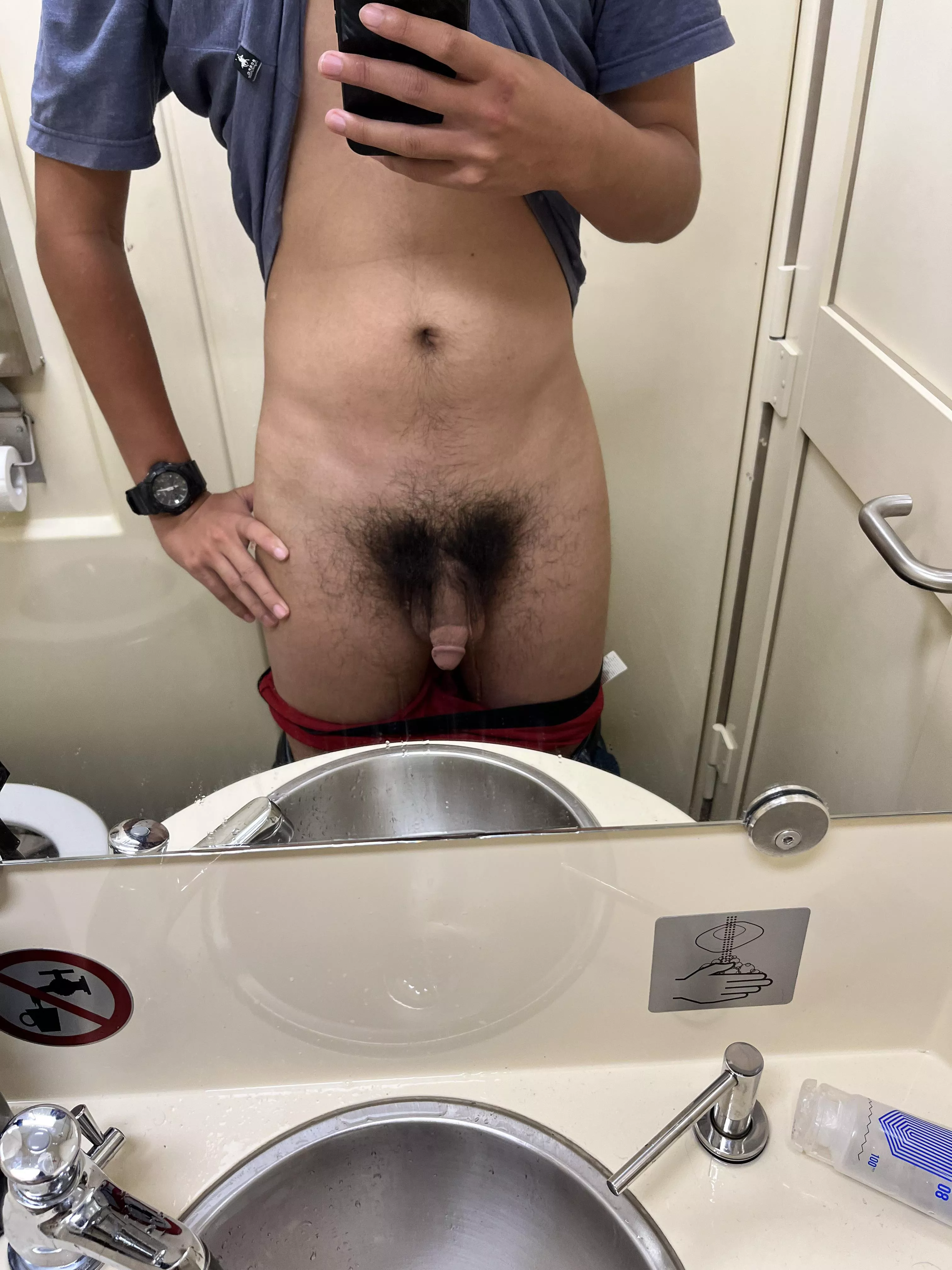 In the toilet on the train