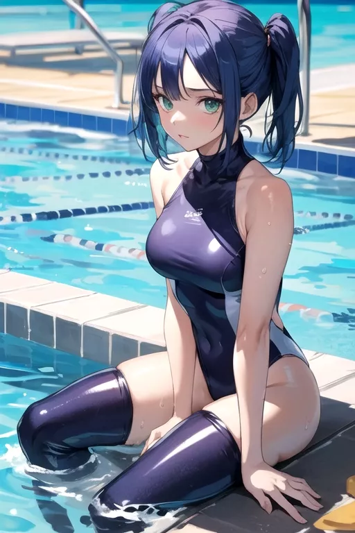 Sitting on the edge of the pool