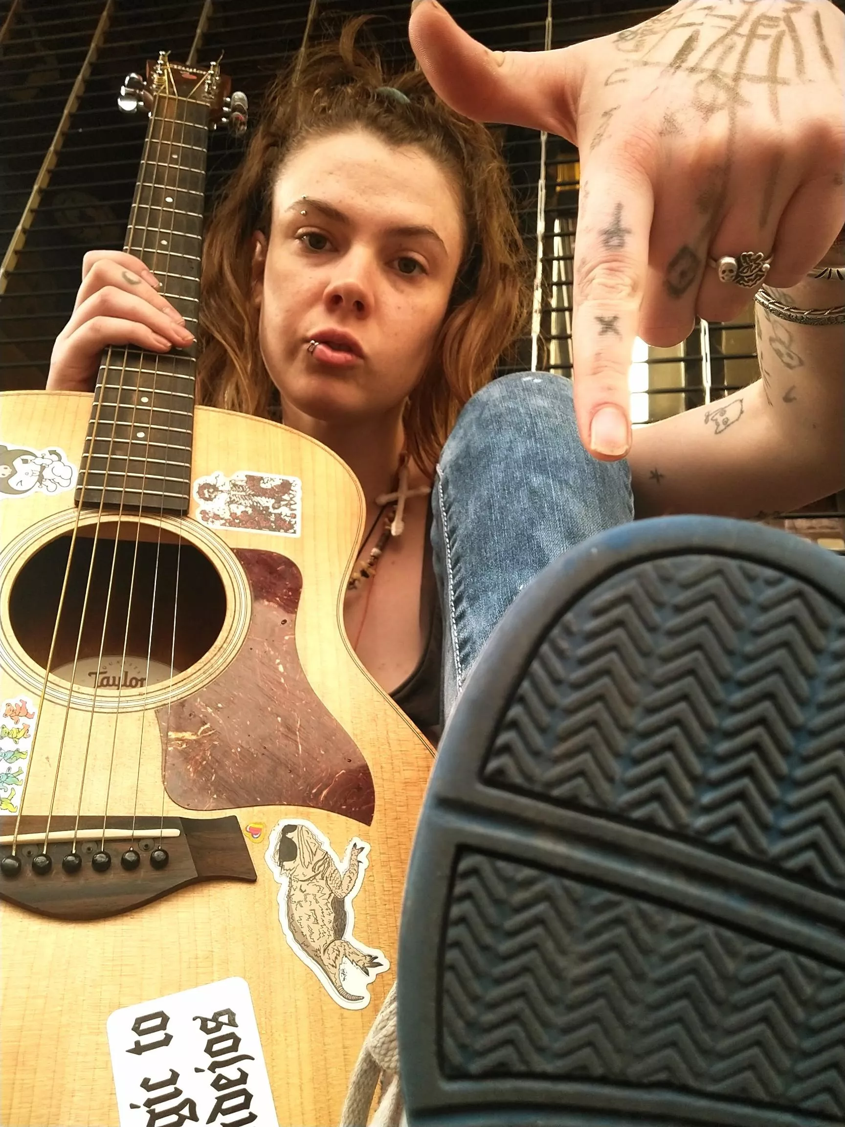 This guitar isn't the only thing Daddy's Shredding tonight. 👿