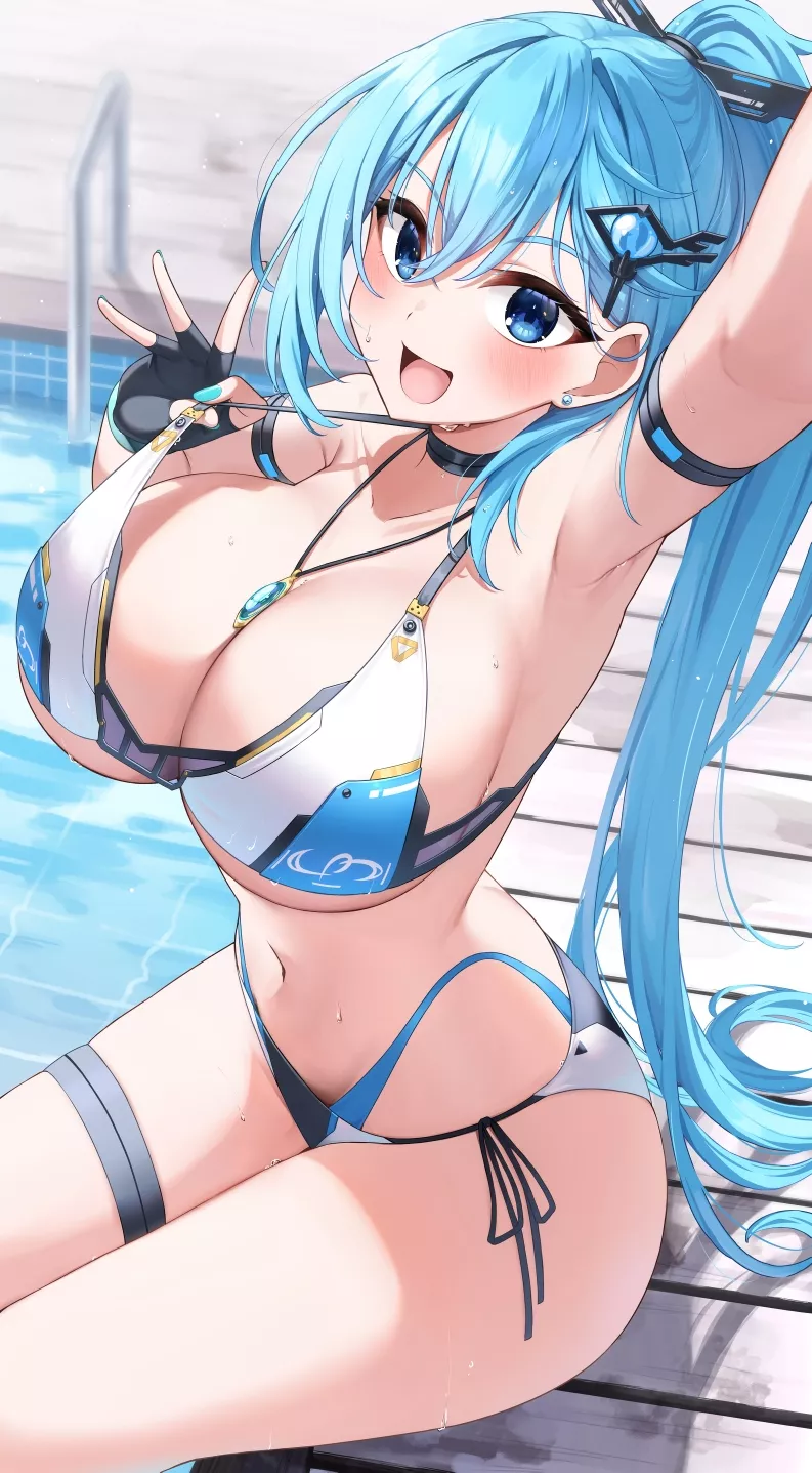 Swimming pool selfie [Artist's Original]