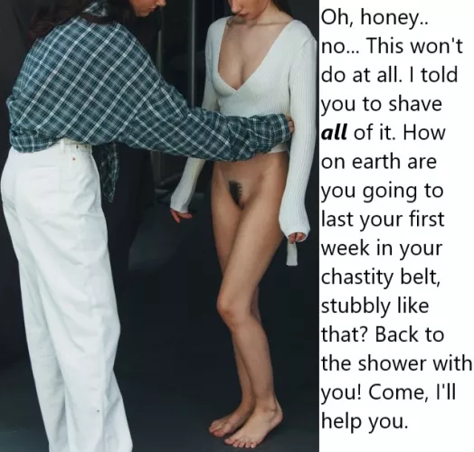 Chastity Fantasy: Caption 367. Unable to follow the simplest of instructions. She'll learn, though.