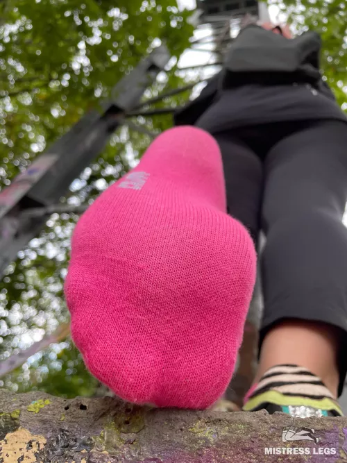 My pretty feet in pink socks