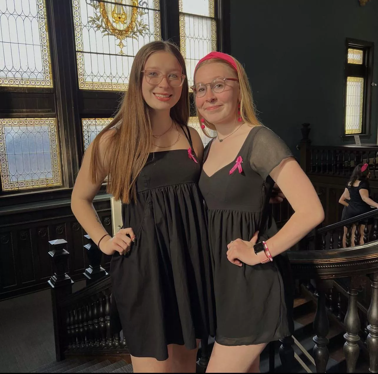 Glasses and black dresses