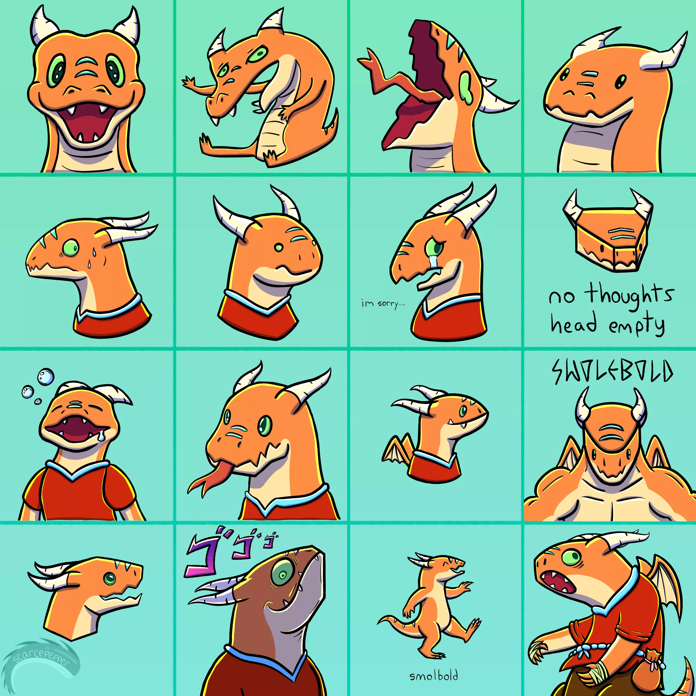 I made silly emotes of my pf2e kobold (Art by me)