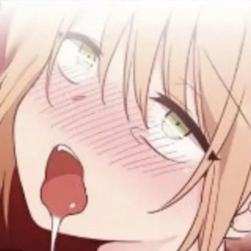 LF Color Source: 1girl, ahegao, tears, green eyes, orange hair, hair between eyes, blush, drooling, tongue, teeth, eyebrows visible through hair, close up