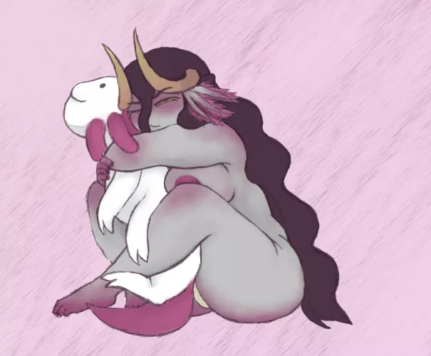 [OC] I was in a mood to draw chub, and I've had the idea for this pose with my oc Langui since forever, so I got to it oTL POV: You woke her up from her nap! >:c