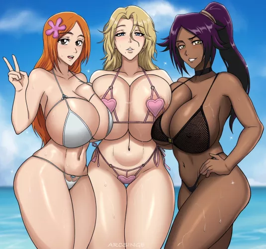 Orihime, Rangiku and Yoruichi (Arcsinge)