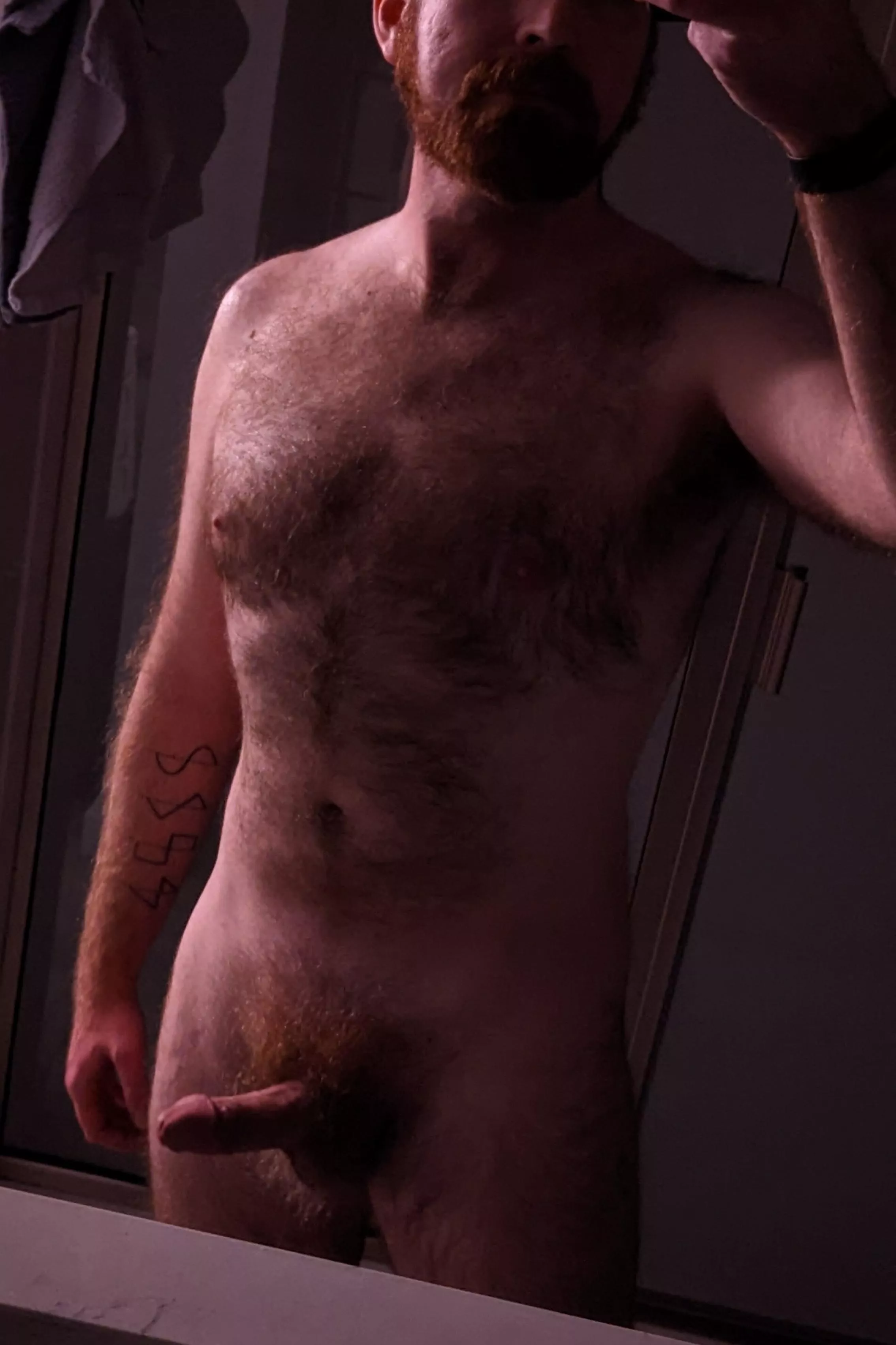 Purple lighting, red hair