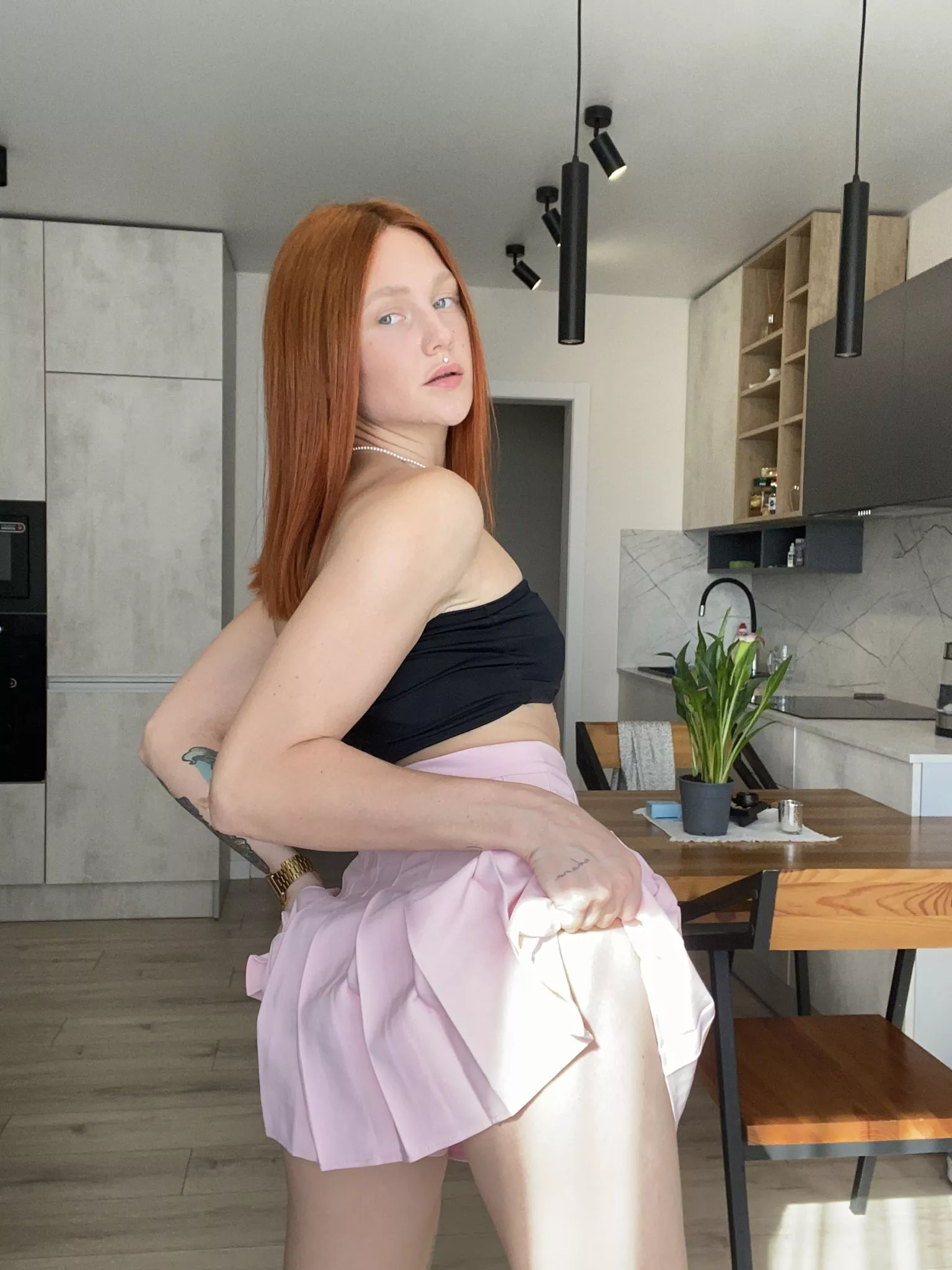 There are no panties under my skirt