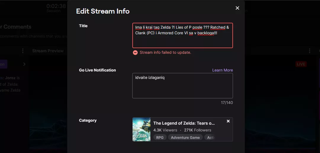 Where is the problem in this stream title? Any ideas?