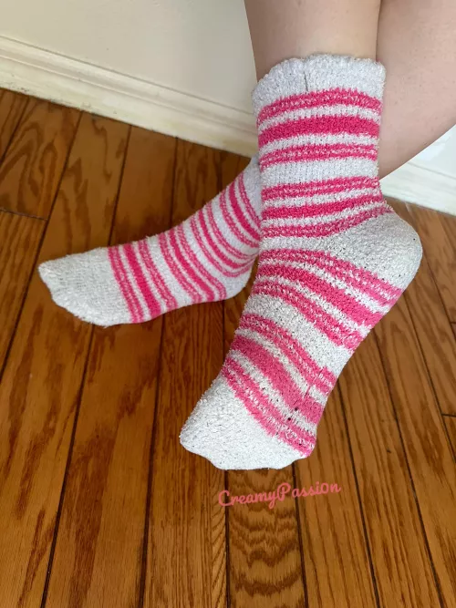 Do you want to put your face and smell my sole in my fuzzy socks? [selling]