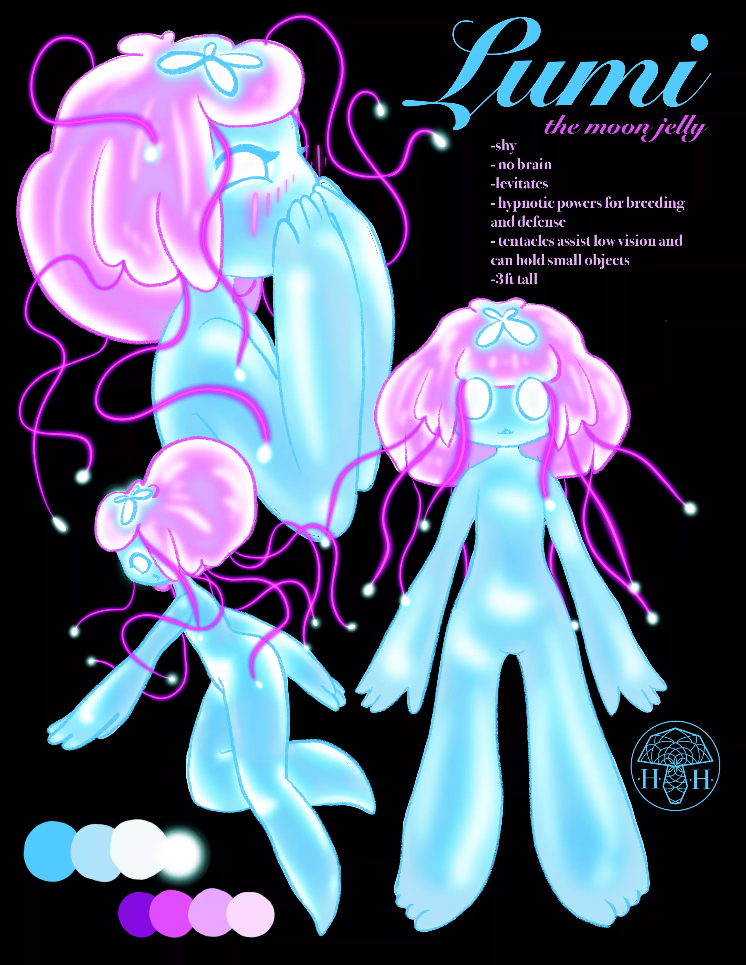 Lumi the moon jelly reference sheet by Hypnotic Hyphae [oc]
