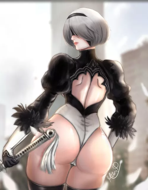 2B looks down at you (MilkyPeach_)