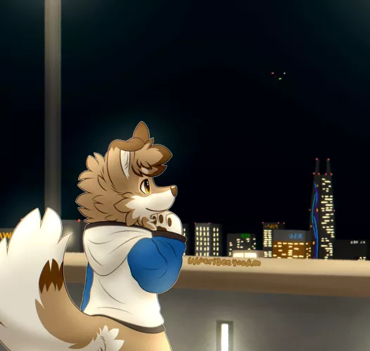 Enjoying night city view, Art by me.