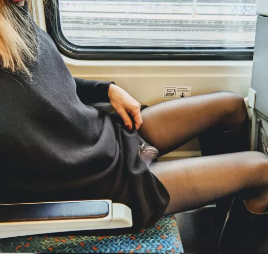 Always caged like a good girl. Do you want to sit next to me?