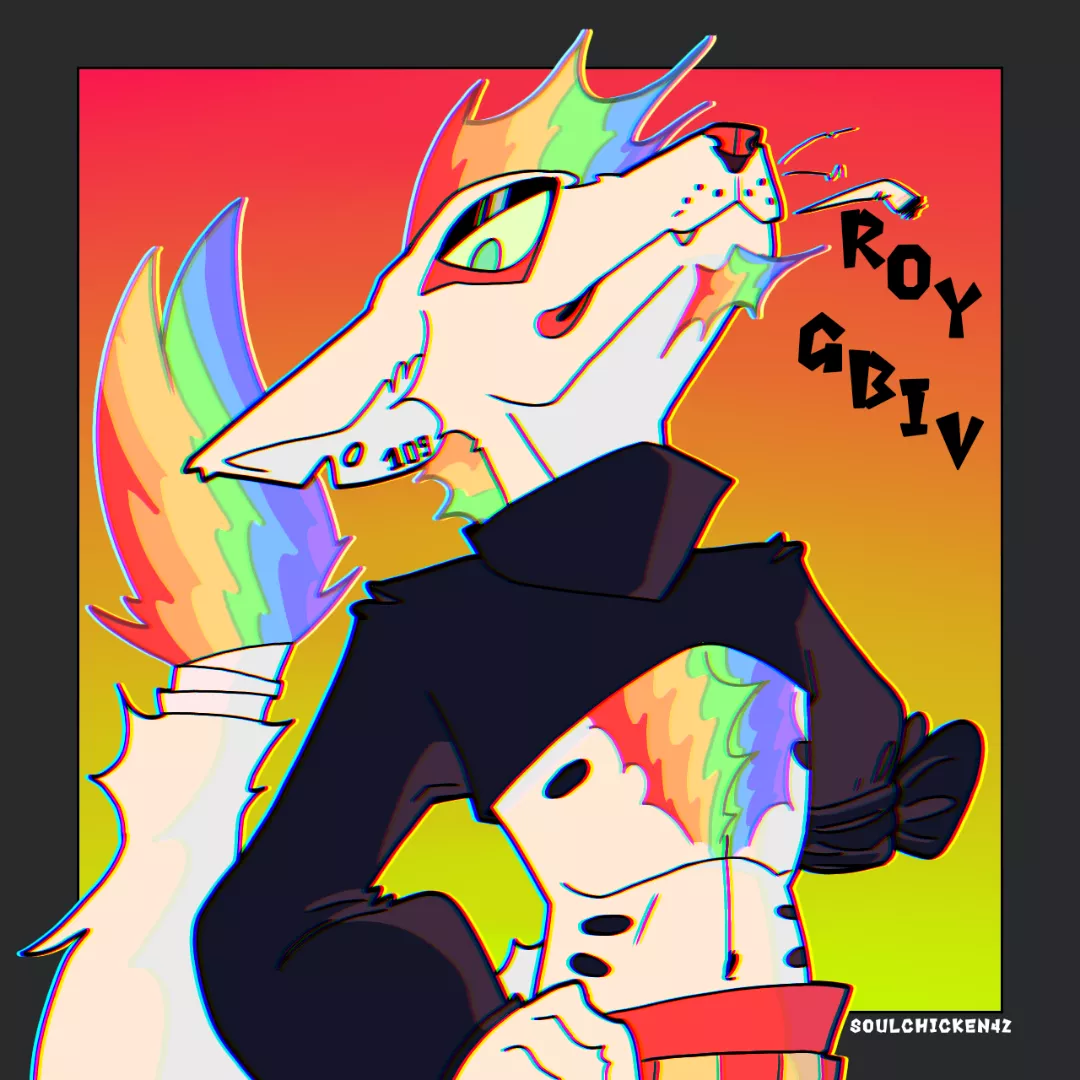 I present to you all , Roy Gbiv, my rainbow dog sona
