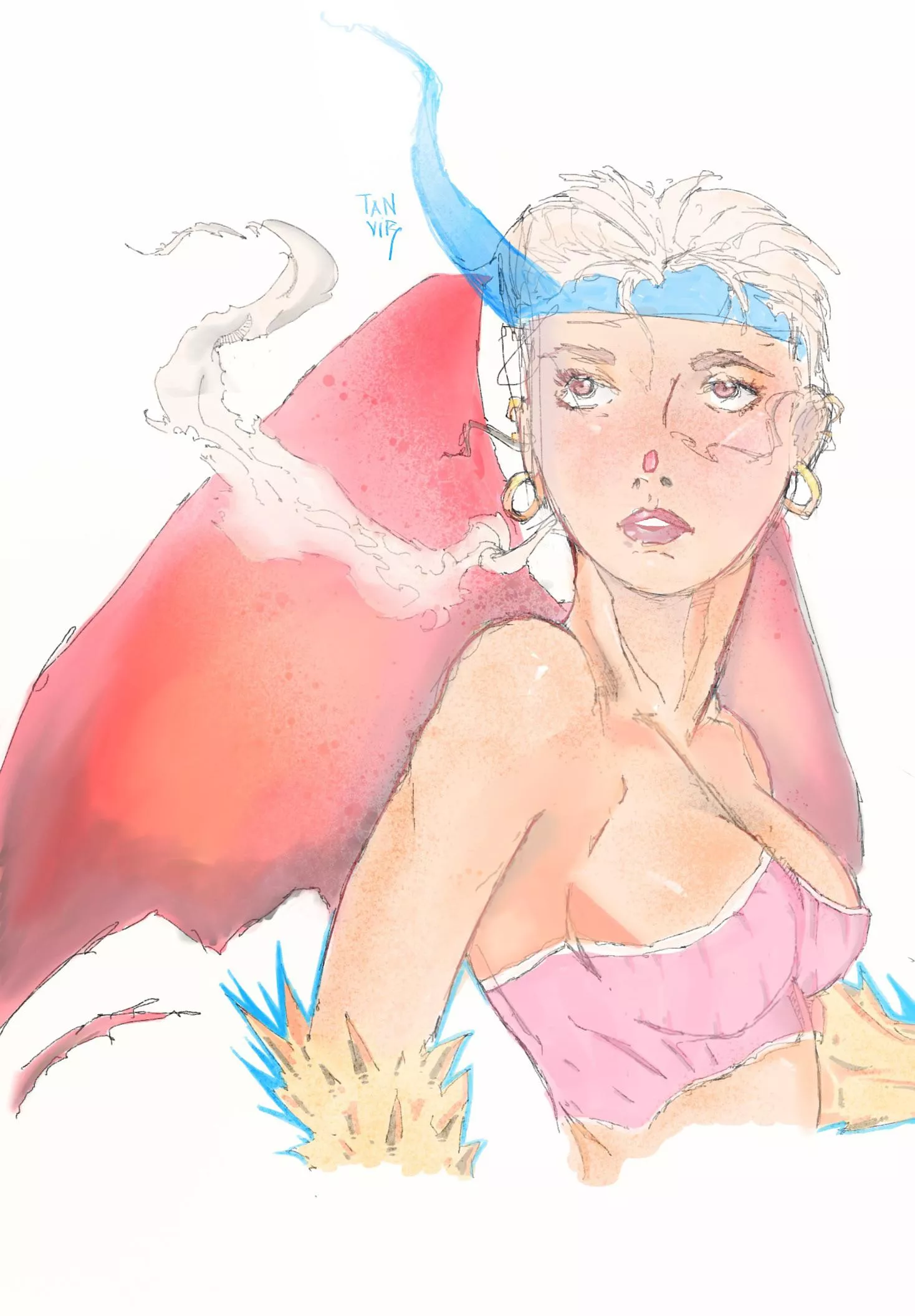 [OC] Dragon girl, Drawn by me