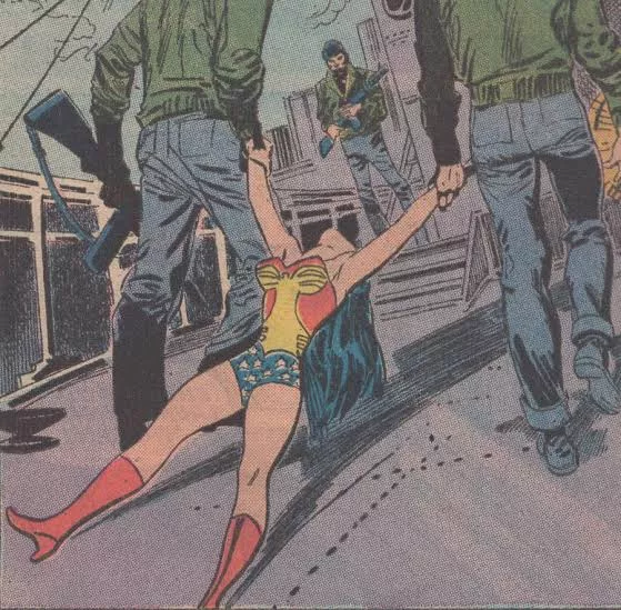 Wonder woman unconscious and dragged
