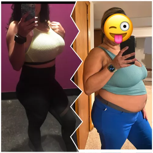 Fit nurse to fat nurse 😳🥵 no hiding this gut now 😳😈