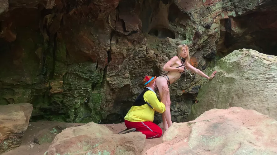 my husband and i on a wild camping trip