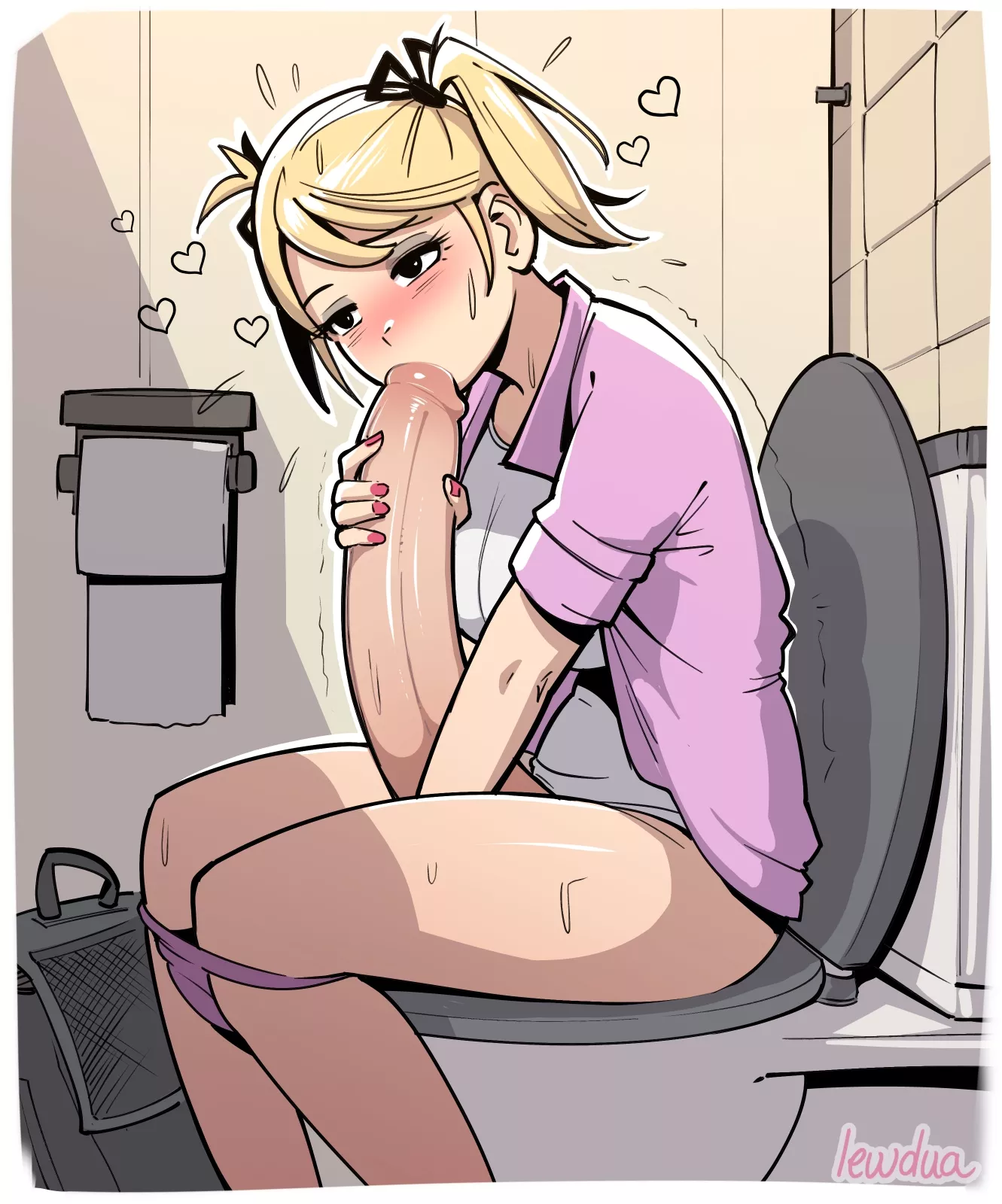 Having fun in the bathroom