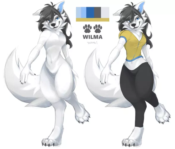 Ref sheet of my sona, she is a wolf. (Art by Yoxnol on Twitter)