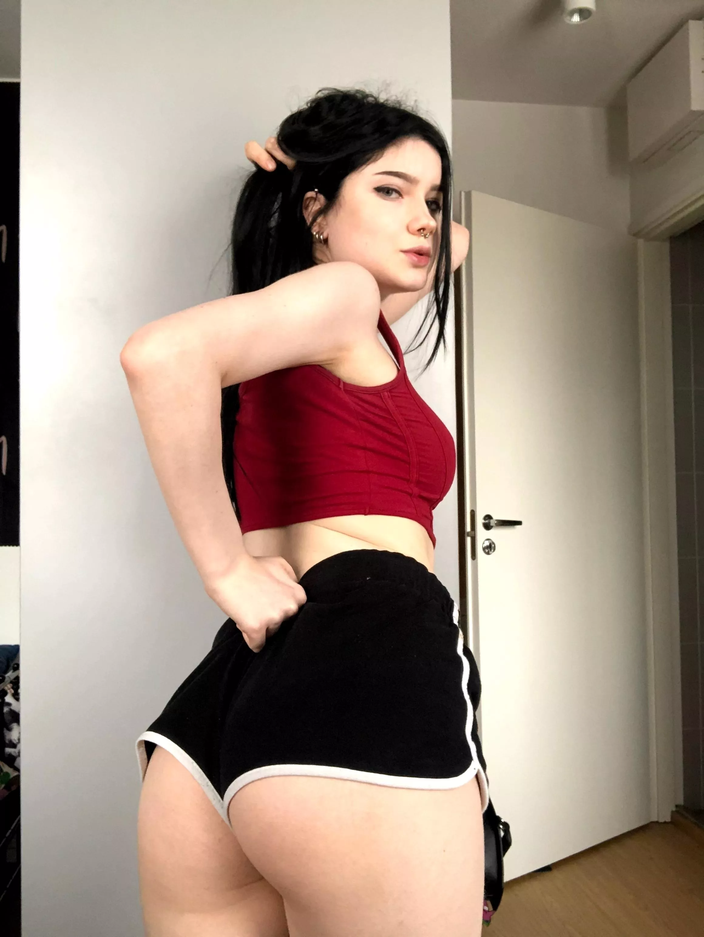 Barely legal, just like these shorts barely cover my butt in gym class