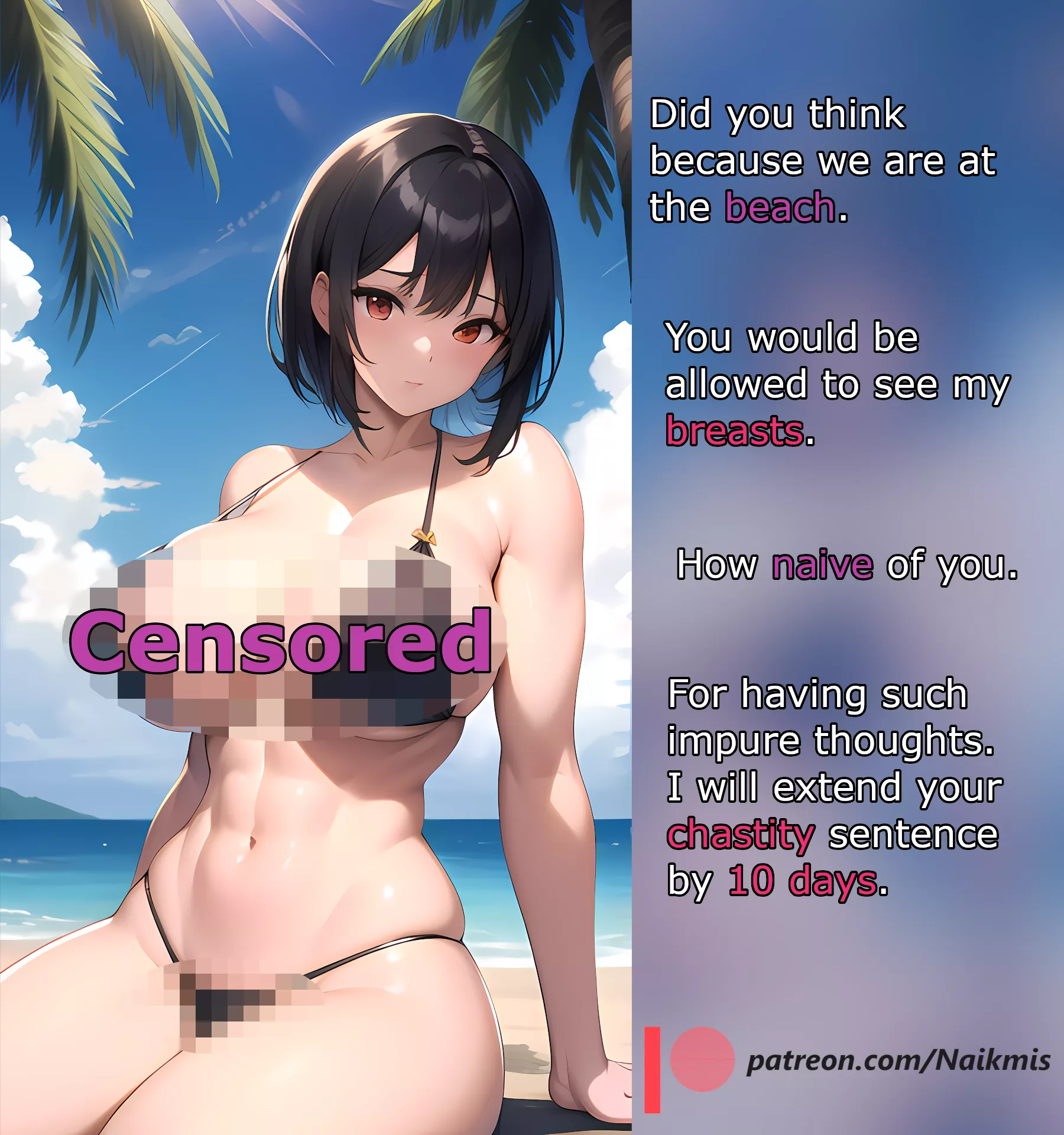 Girlfriend extends your chastity sentence by 10 day for wanting to see her breasts. [Femdom] [Chastity] [Censored]