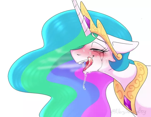 Celestia shed tears of happiness after tasting the most delicious cake of her life (art by averysweatyboy)