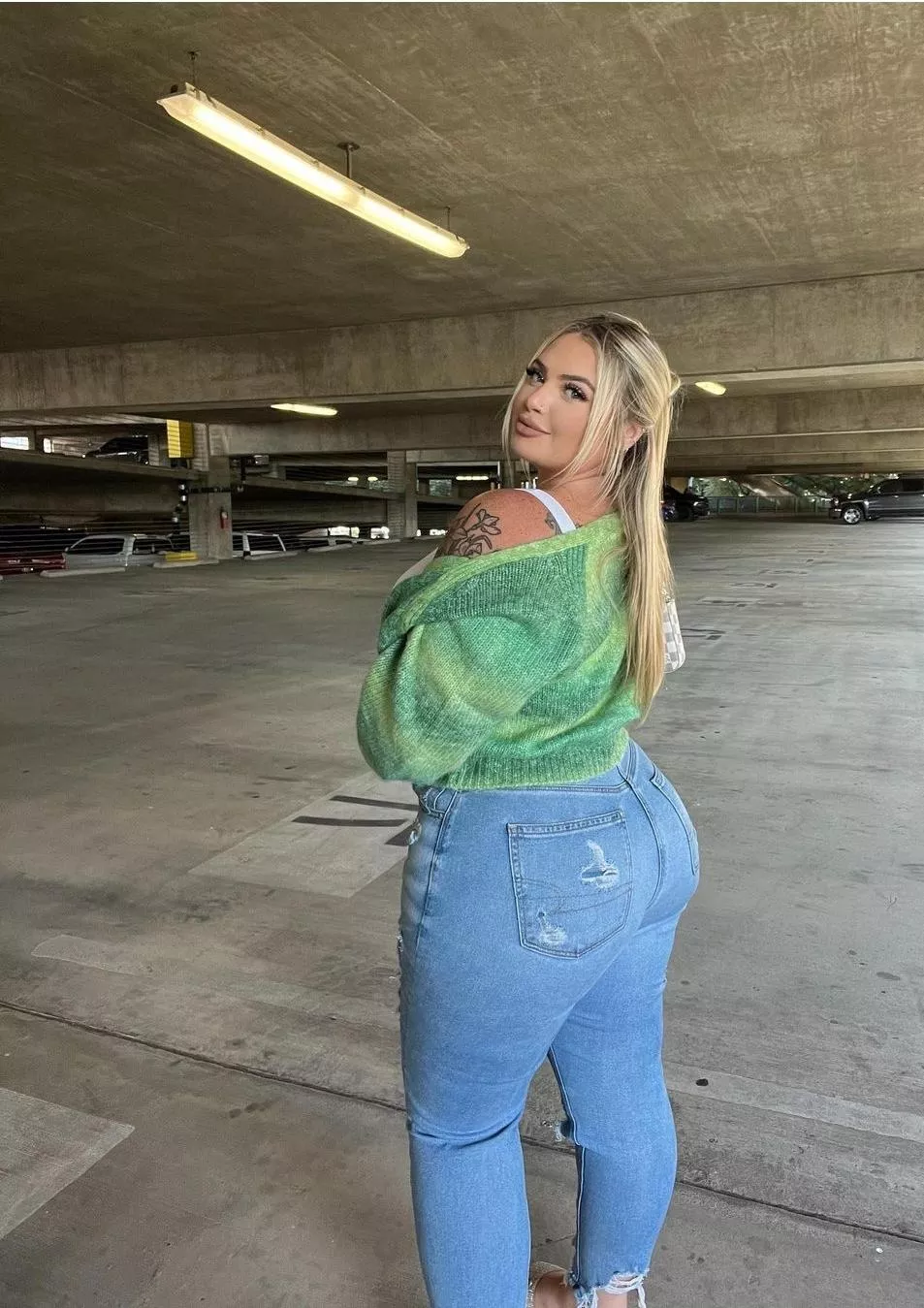 Garage parking lot selfie