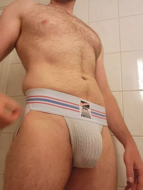Horny all day with a jockstrap underneath