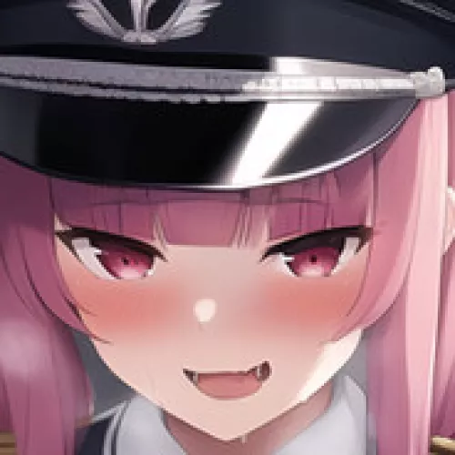 LF Color Source: 1girl, pink hair, peaked cap, open mouth