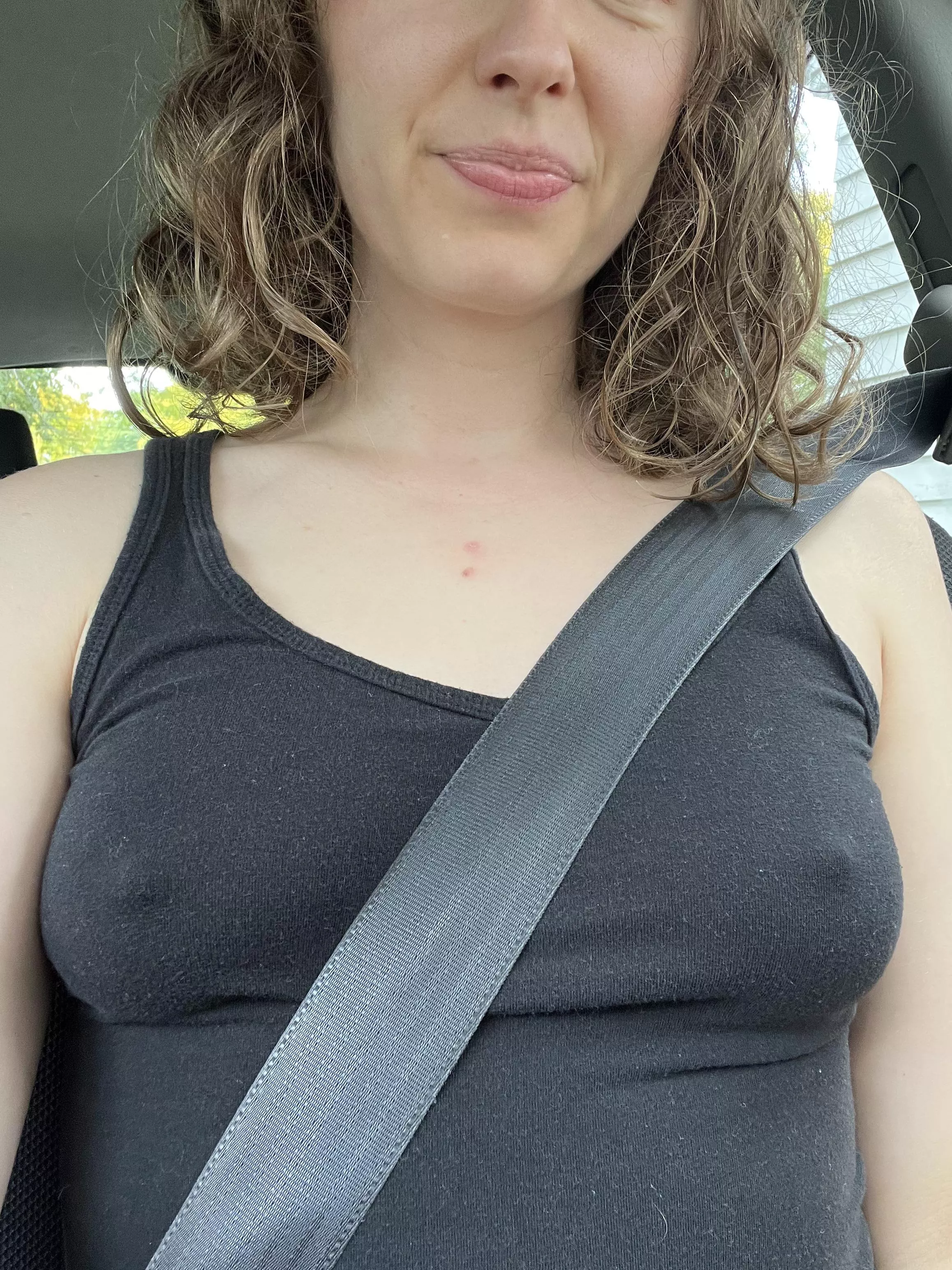 No bra in the car!