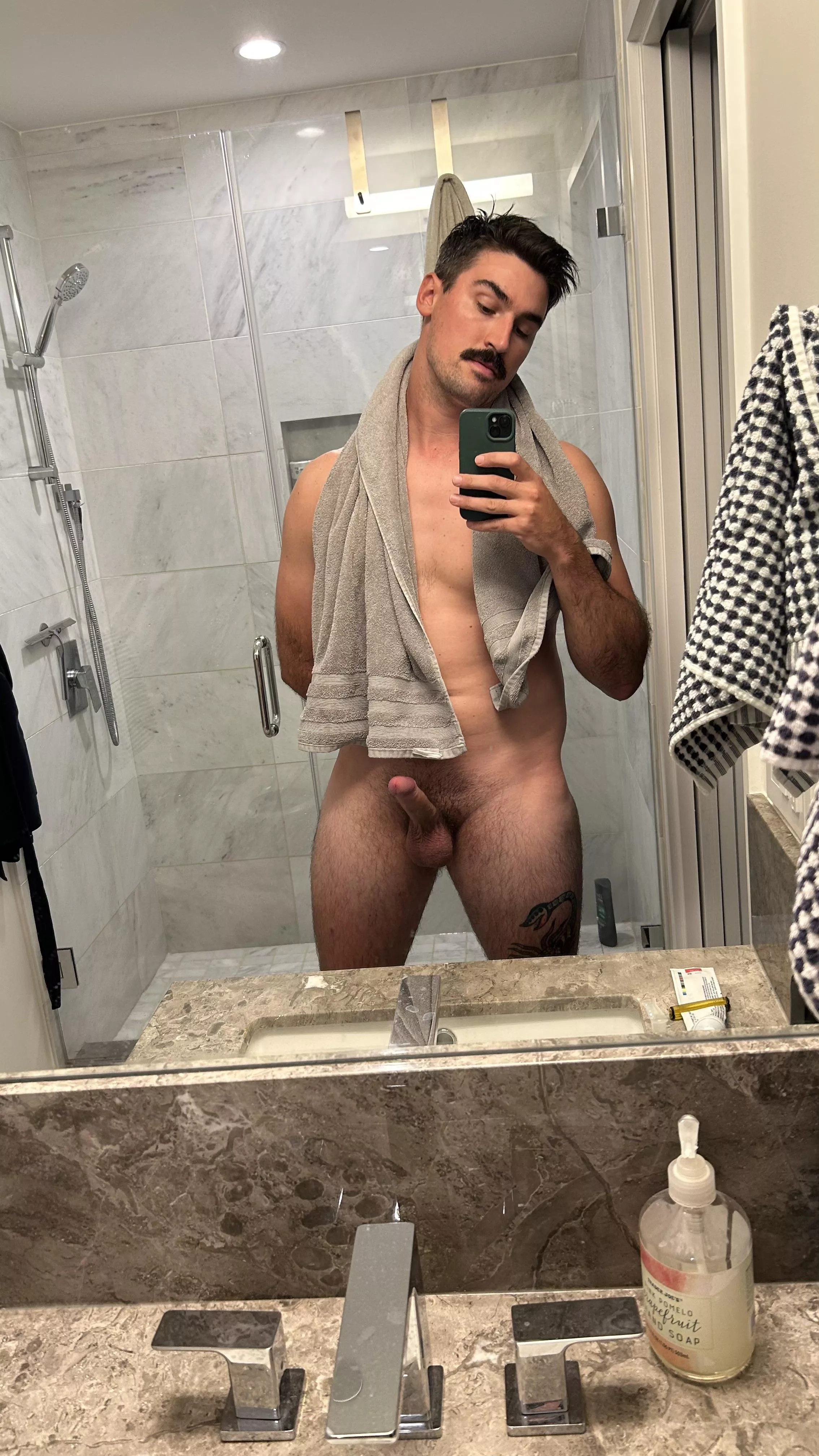 Post-shower excitement