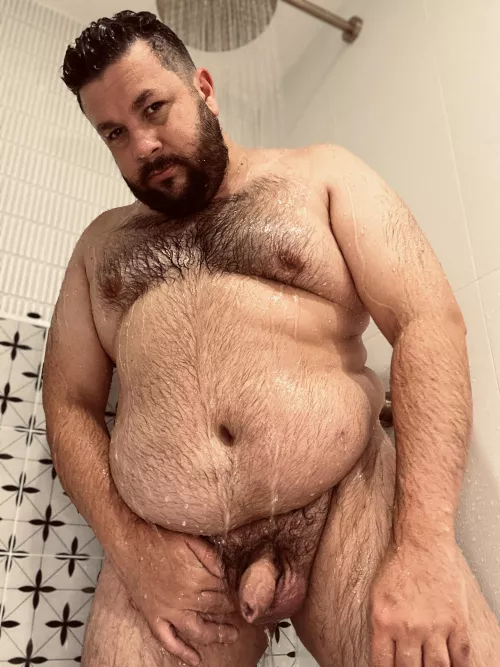 Washing his cum off me!