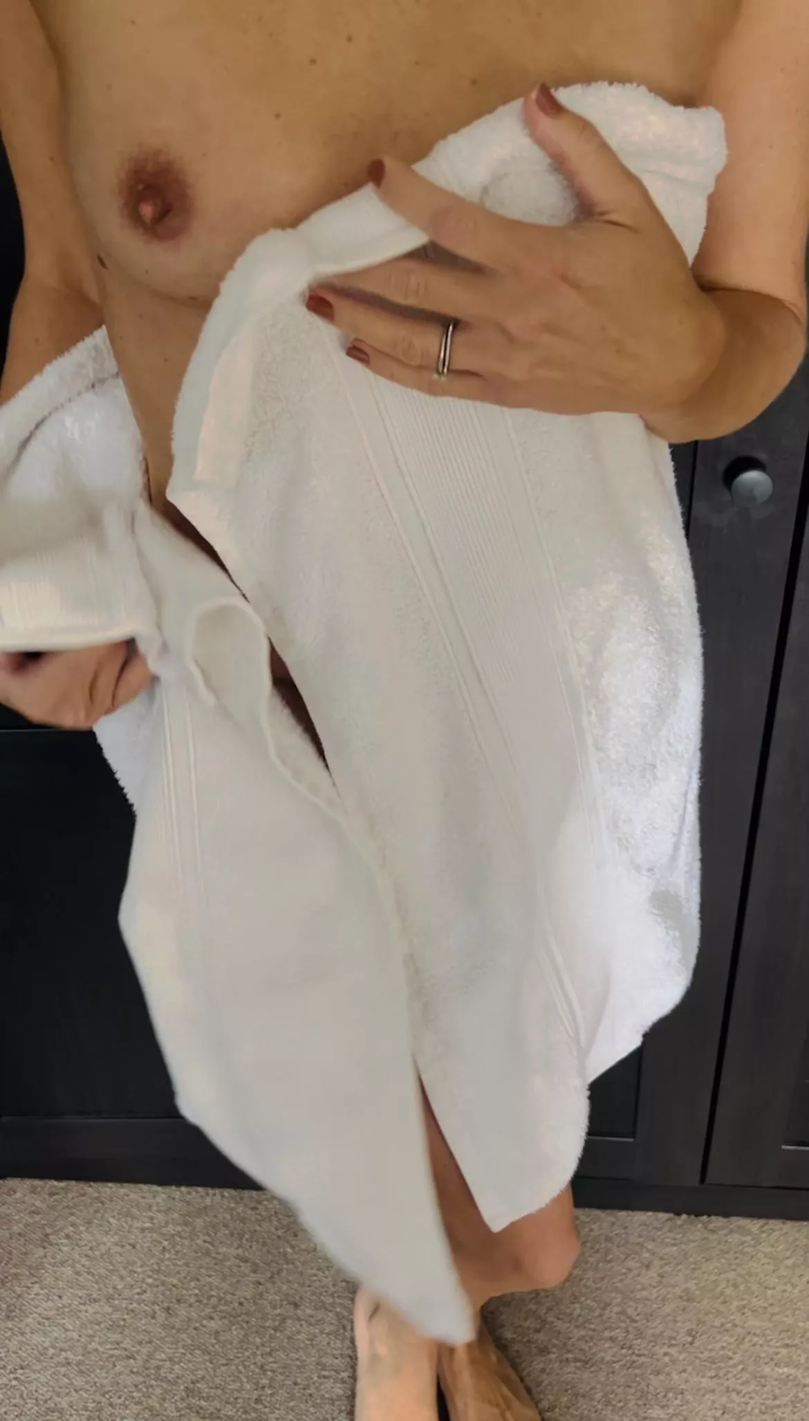 First I open the curtains then I open my towel, if you were my neighbour would you look?