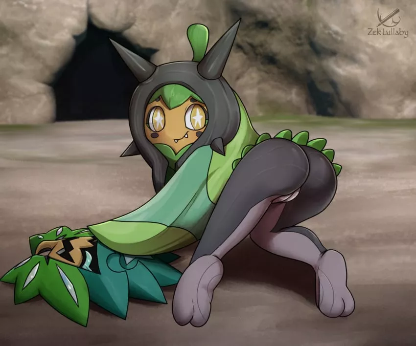 Ogerpon showing off to her new master (zeklullaby) [f]