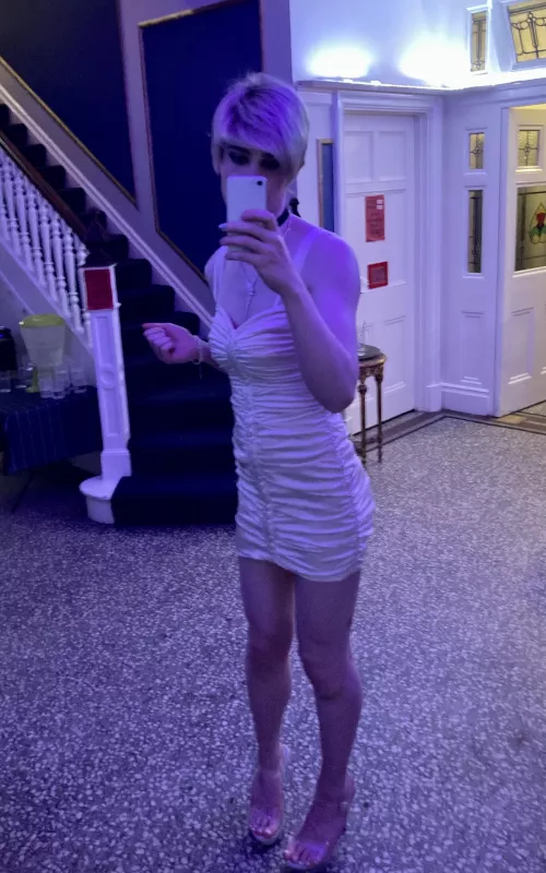 Out at a party in a very short dress 😊