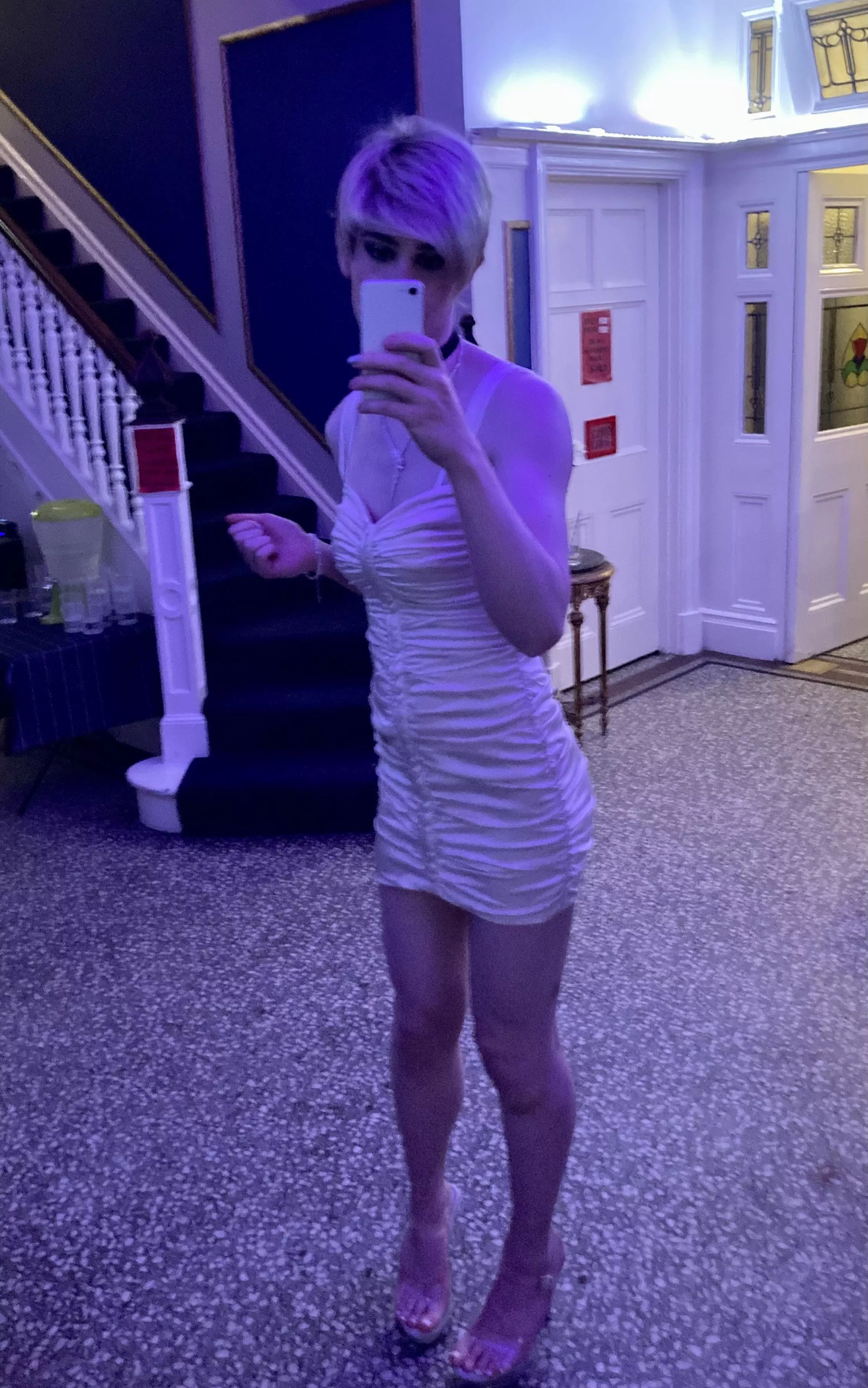 Out at a party in a very short dress 😊