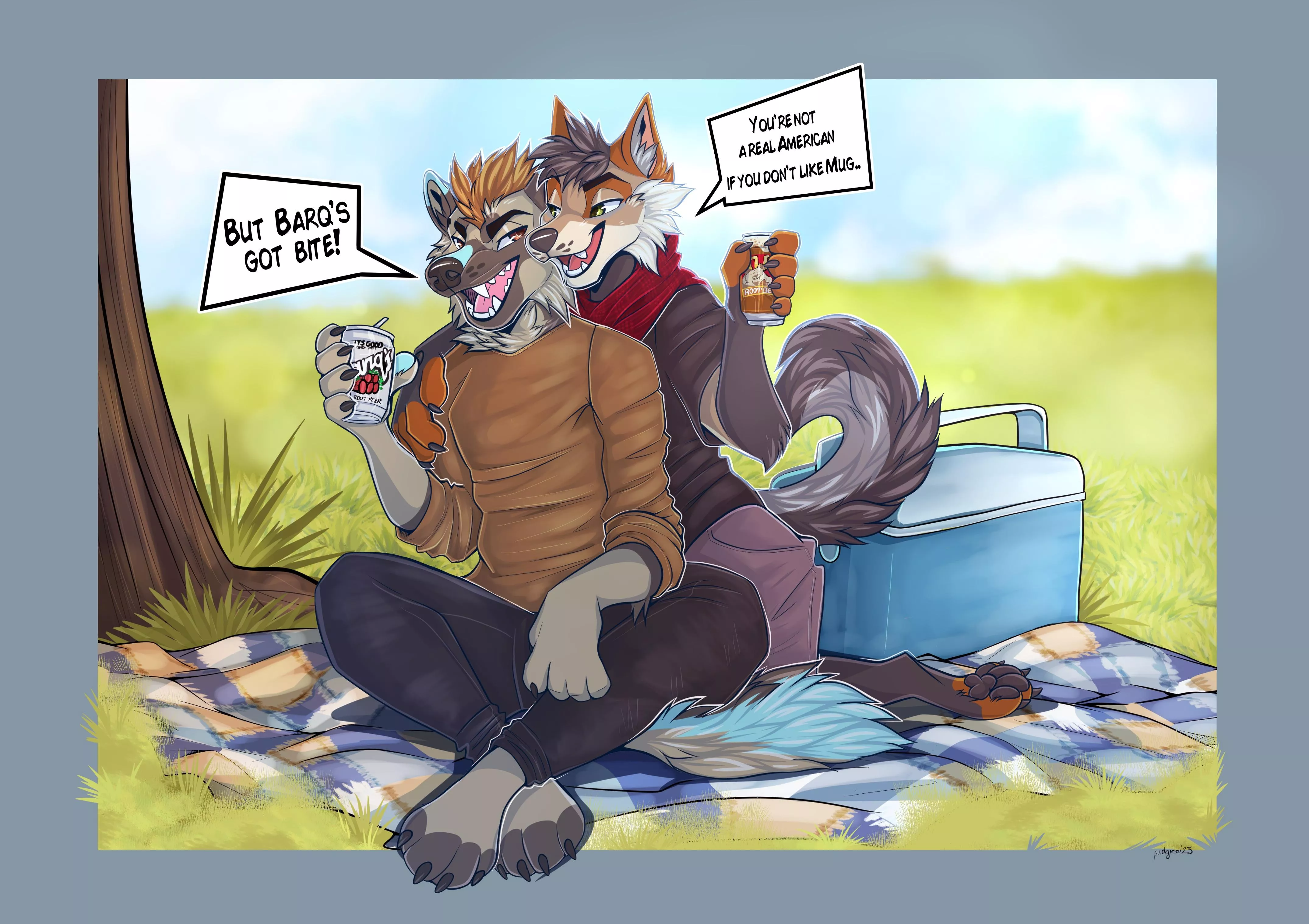 Squabblin' about root beer with my boyfriend, as usual. (I won't stand for Mug slander)