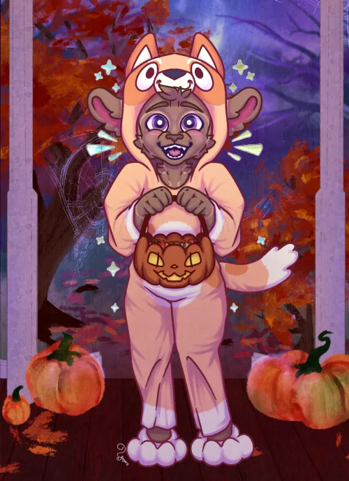 Trick or Treat! 🐾🎃 I drew my sona in a Bingo Kigu! I'm thinking of making Loona next, what costume would you like to see? If I like your suggestion, you'll get some free art! ( •ω<)~☆ YCH + OC made by me