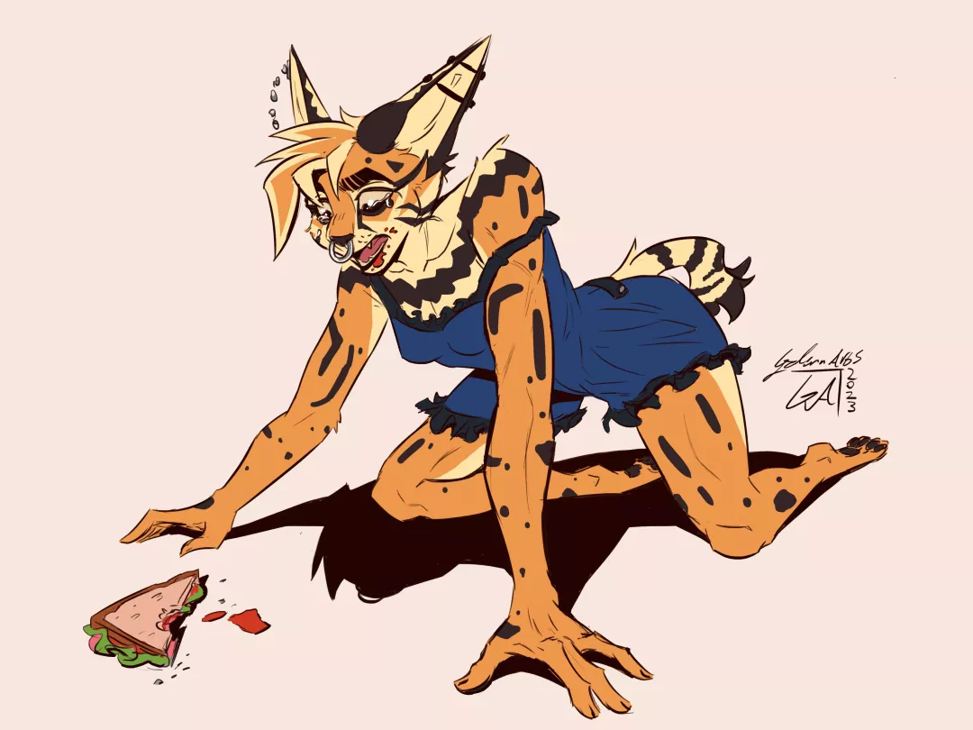 She dropped her sandwich :( - Art by me 🍪