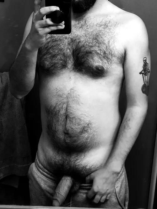 Moments before showering