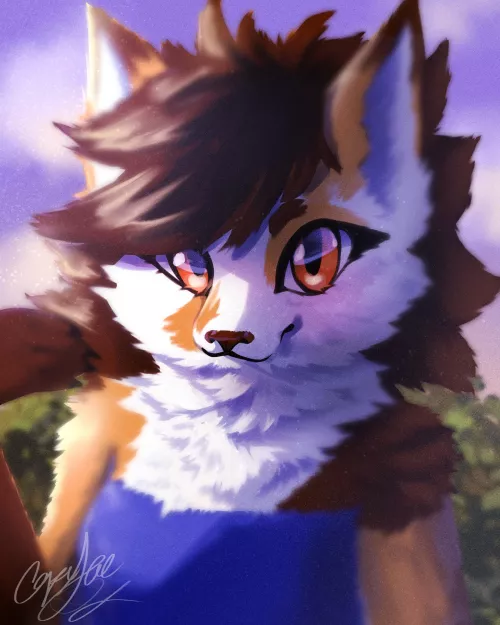 My Fursona Cali being fluffy (Art by me)