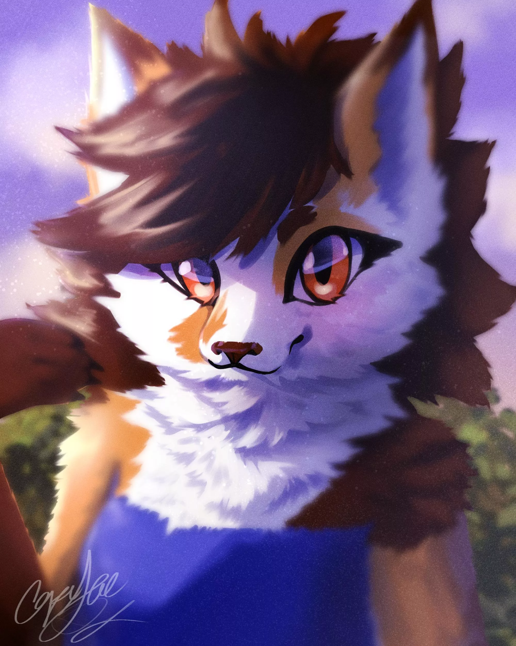 My Fursona Cali being fluffy (Art by me)
