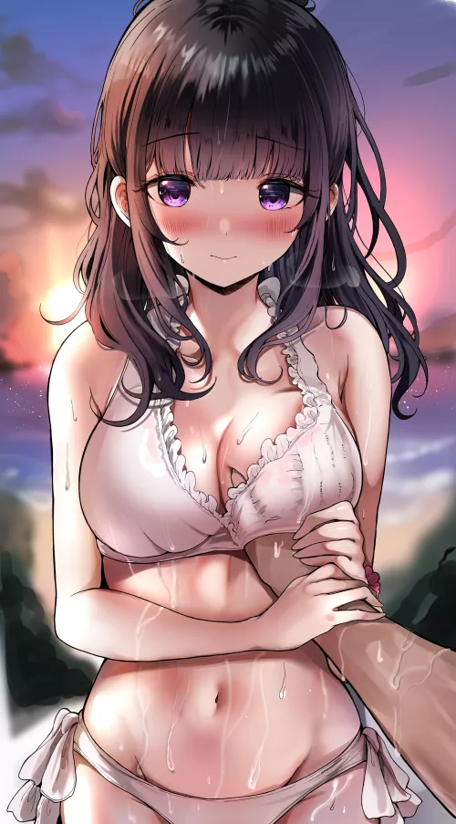 Timid Chitanda Eru got her Breasts Groped by Oreki at the Beach [Hyouka] (Sak)