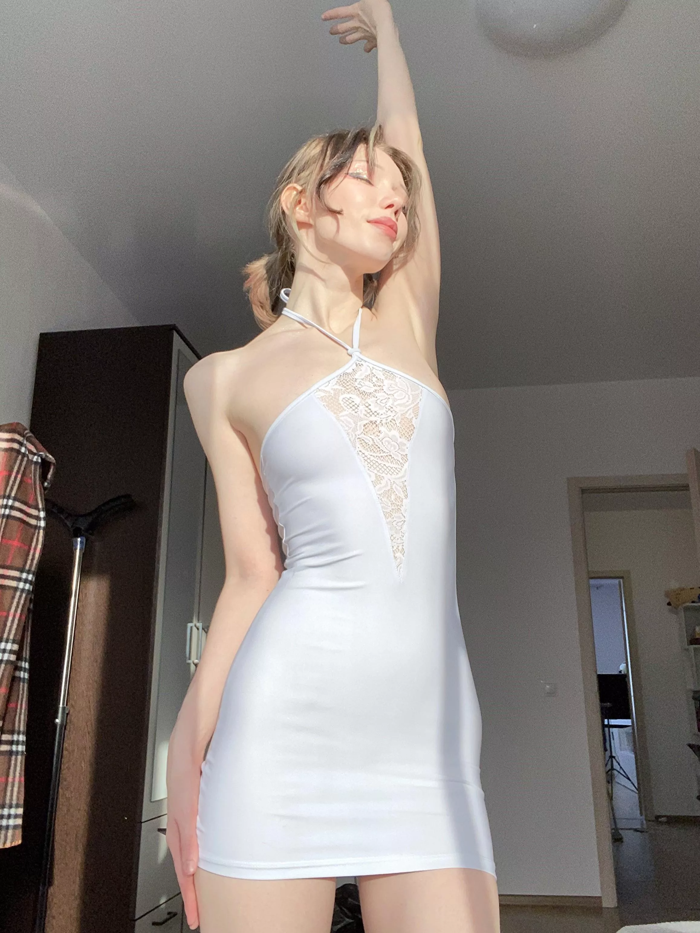 Wearing a tight dress at home always makes me feel so beautiful