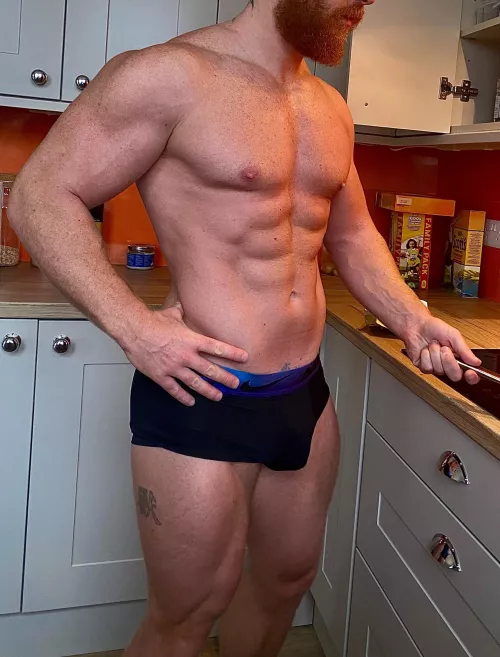 Wearing my underwear in the kitchen
