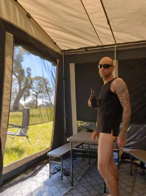 Another one with the pants off, camping.